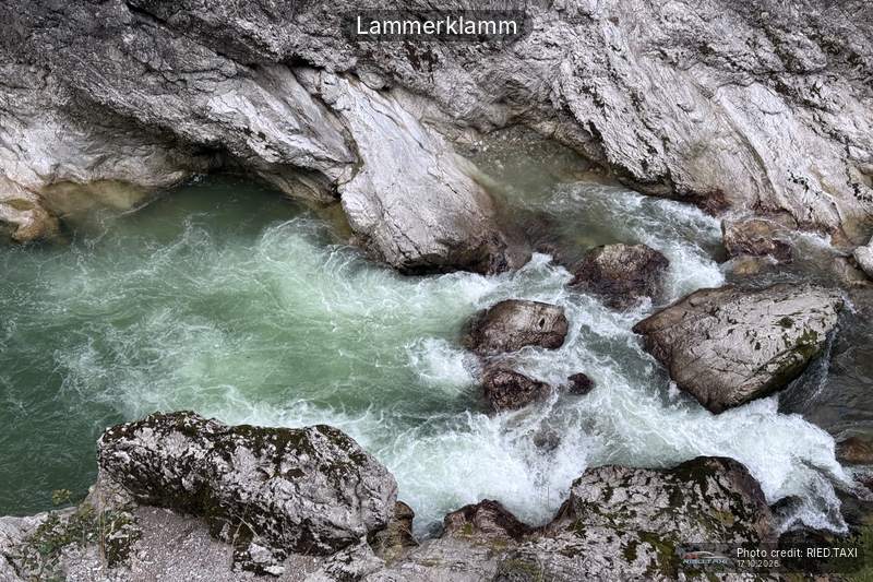 Turquoise water rushing through the Lammerklamm gorge